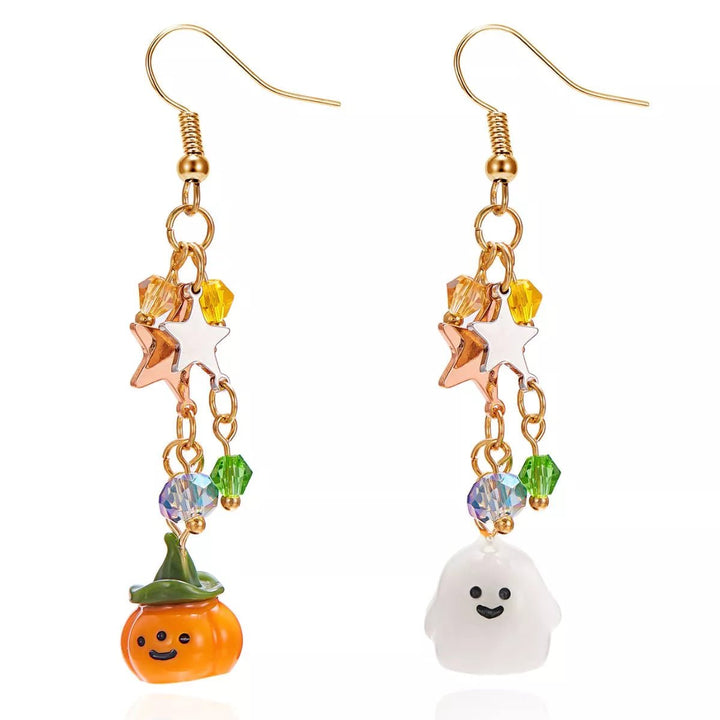 Earrings Halloween Pumpkin Ghost Asymmetrical Gold - Plated Fall - AMVIM