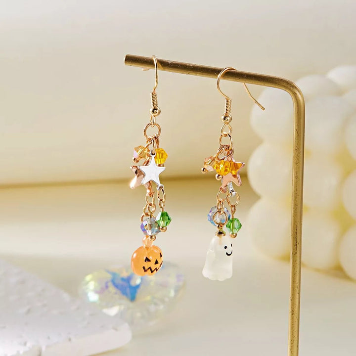 Earrings Halloween Pumpkin Ghost Asymmetrical Gold - Plated Fall - AMVIM