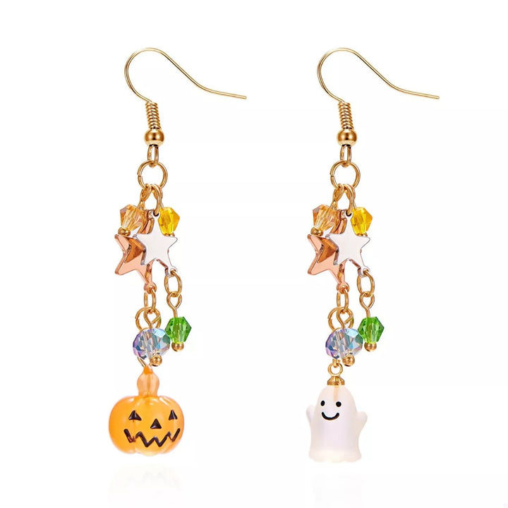 Earrings Halloween Pumpkin Ghost Asymmetrical Gold - Plated Fall - AMVIM