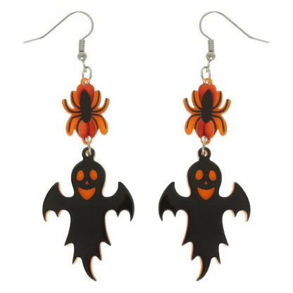 Earrings Halloween Spider Ghost Acrylic Dangle - AMVIM