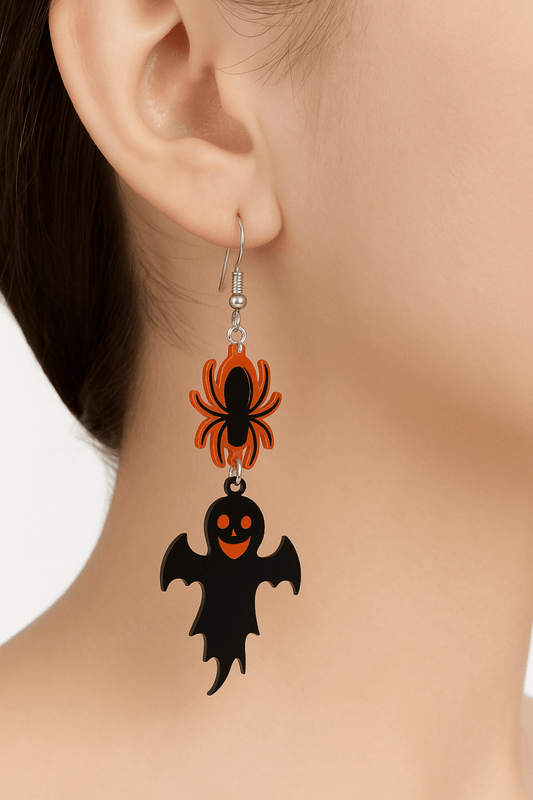 Earrings Halloween Spider Ghost Acrylic Dangle - AMVIM