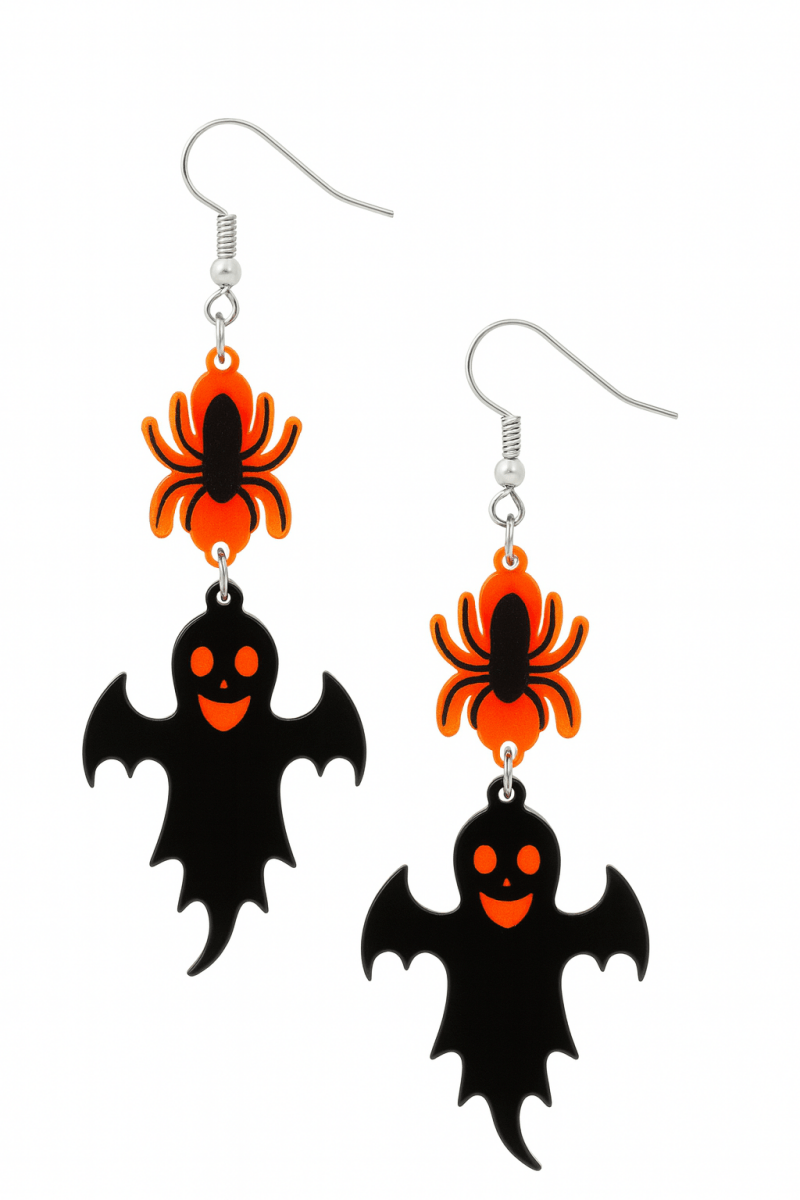 Earrings Halloween Spider Ghost Acrylic Dangle - AMVIM