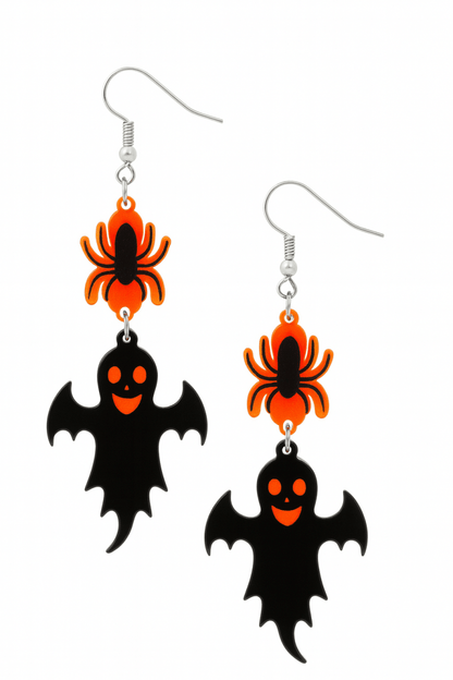 Earrings Halloween Spider Ghost Acrylic Dangle - AMVIM