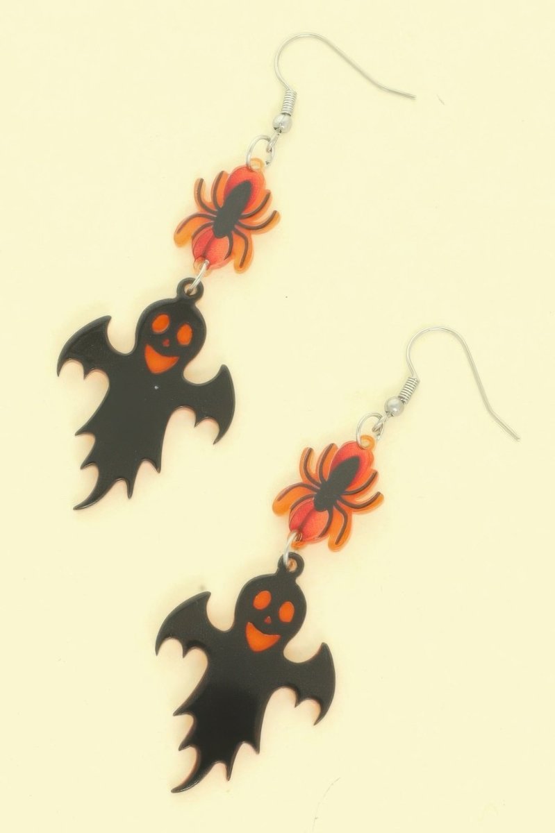 Earrings Halloween Spider Ghost Acrylic Dangle - AMVIM