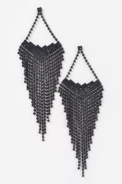 Earrings long rhinestone fringe formal vintage - inspired style - AMVIM