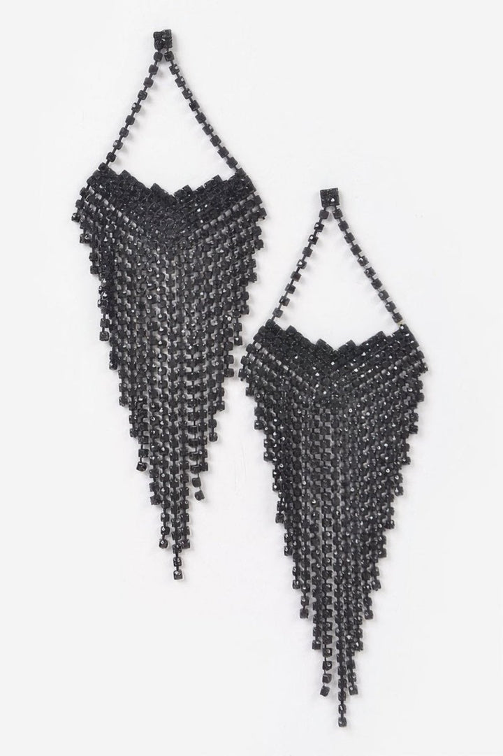 Earrings long rhinestone fringe formal vintage - inspired style - AMVIM