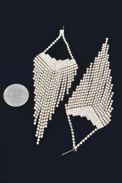 Earrings long rhinestone fringe formal vintage - inspired style - AMVIM
