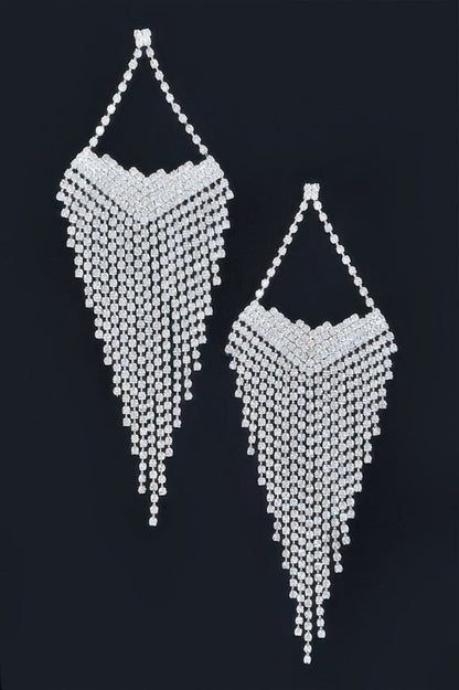 Earrings long rhinestone fringe formal vintage - inspired style - AMVIM