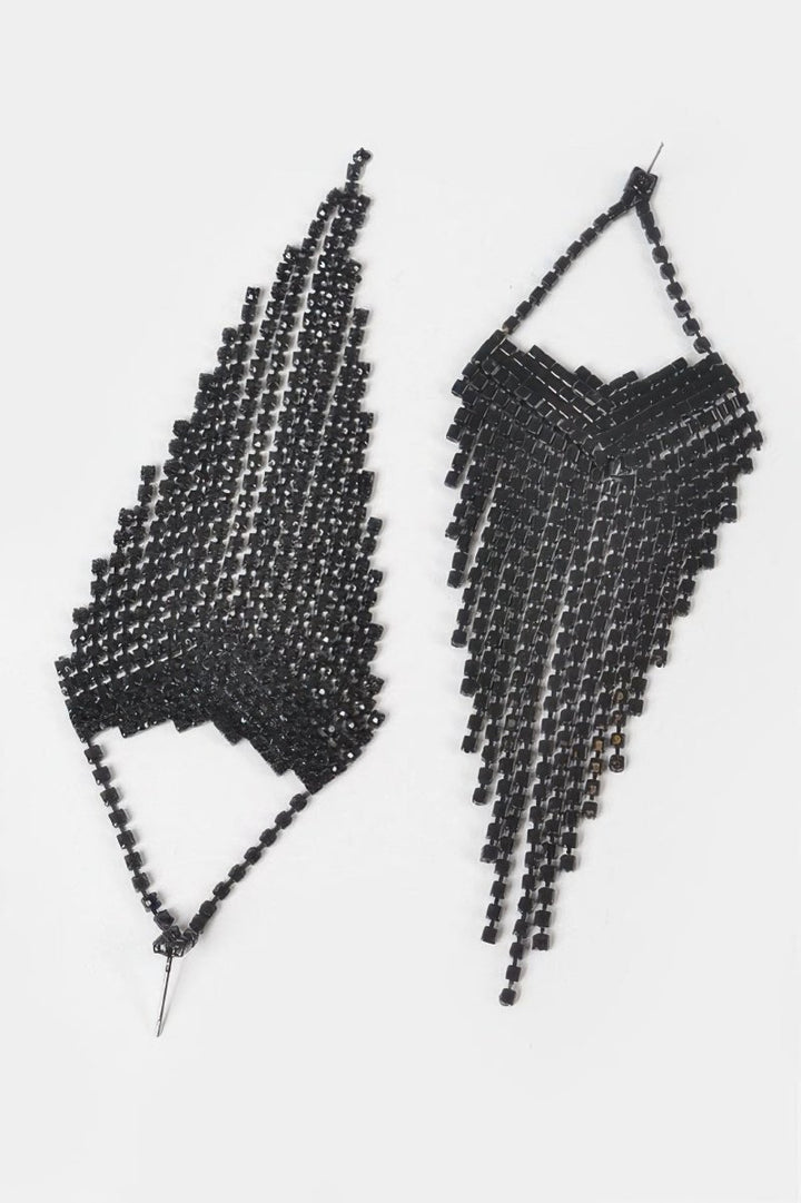 Earrings long rhinestone fringe formal vintage - inspired style - AMVIM