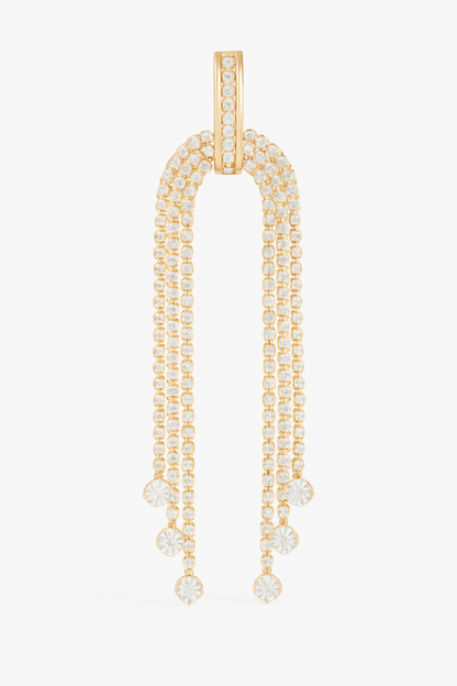 Earrings long rhinestone fringe polished for evening events - AMVIM