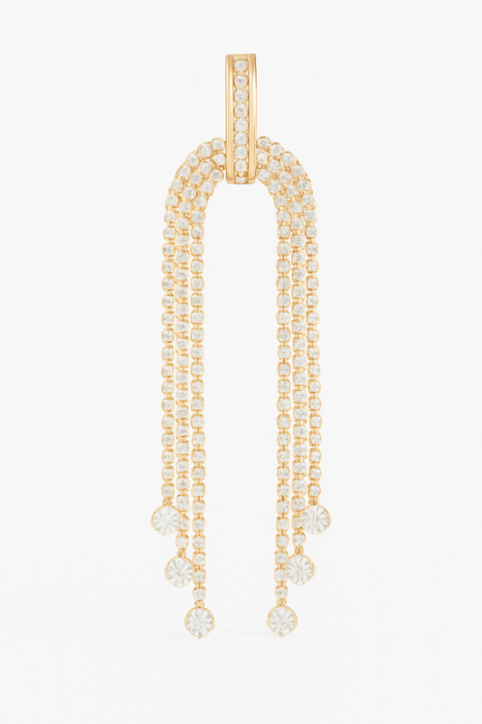 Earrings long rhinestone fringe polished for evening events - AMVIM