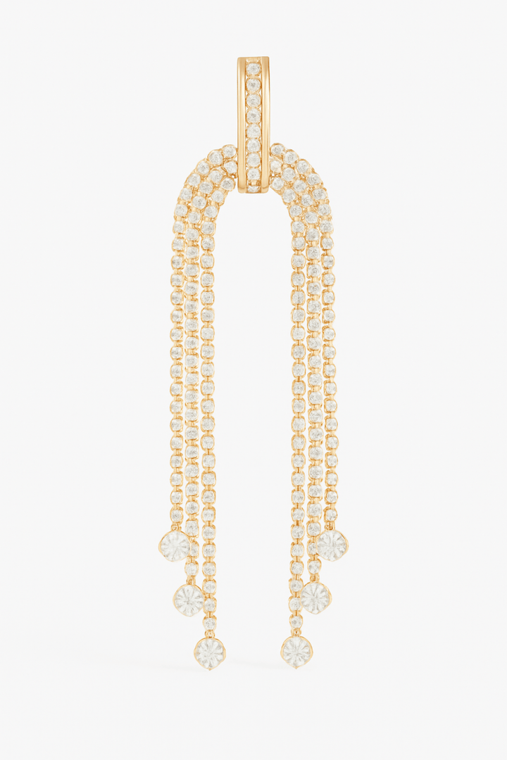 Earrings long rhinestone fringe polished for evening events - AMVIM