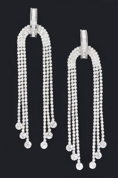 Earrings long rhinestone fringe polished for evening events - AMVIM