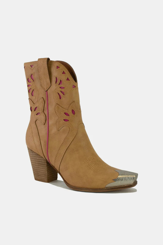 Embroidered Cut - Out Western High Heel Boots – 3” Heel - AMVIM