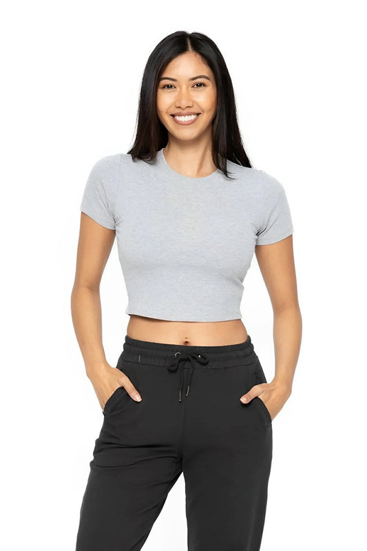 Essential Micro - Ribbed Cropped Tee for Active Lifestyle - AMVIM