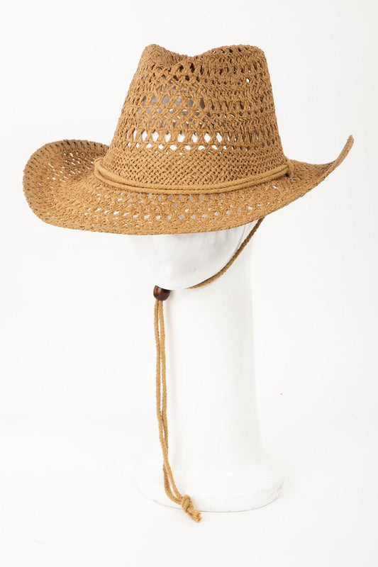 Fame Rope Strap Straw Braided Hat - AMVIM