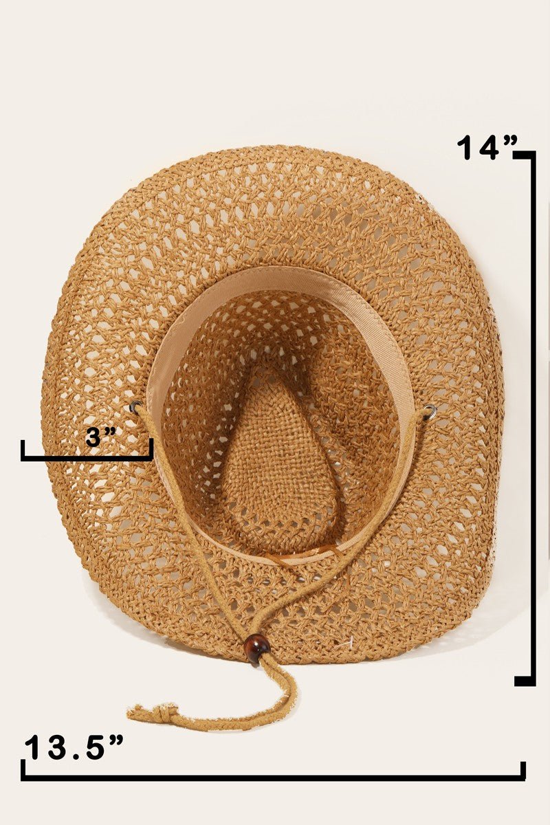 Fame Rope Strap Straw Braided Hat - AMVIM