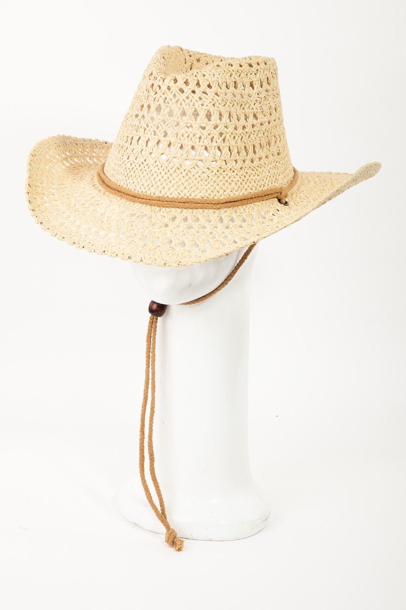 Fame Rope Strap Straw Braided Hat - AMVIM