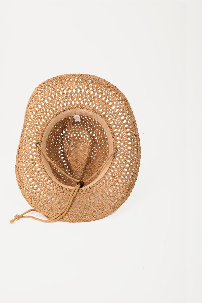 Fame Rope Strap Straw Braided Hat - AMVIM