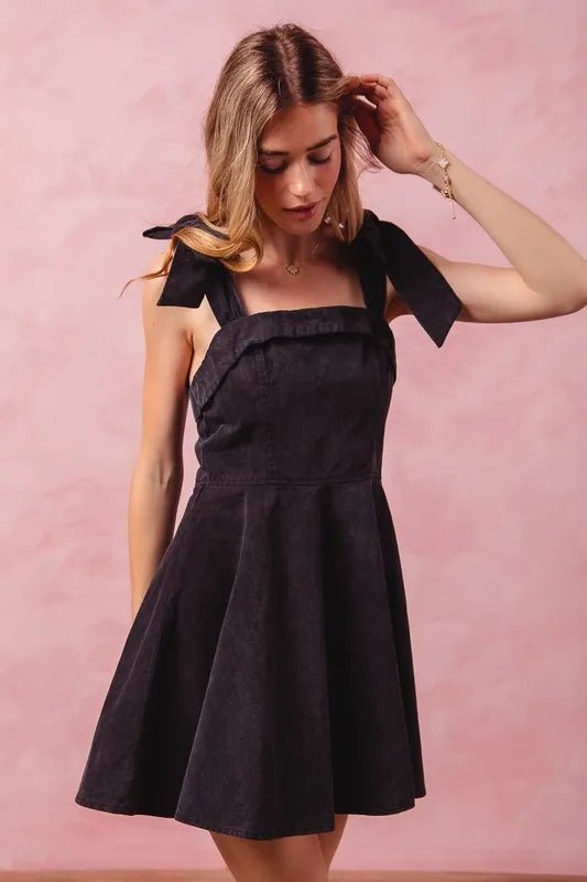 Fit and Flare Washed Gameday Dress for Women - AMVIM