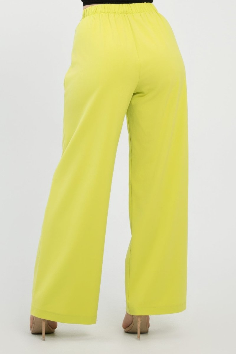 Fold - Over Khaki Polyester Wide - Leg Pants - AMVIM