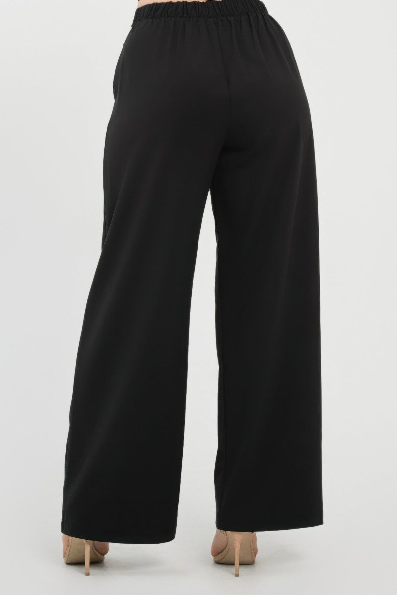 Fold - Over Khaki Polyester Wide - Leg Pants - AMVIM