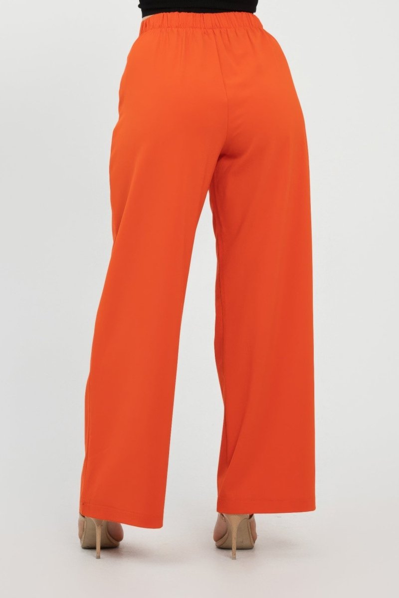 Fold - Over Khaki Polyester Wide - Leg Pants - AMVIM