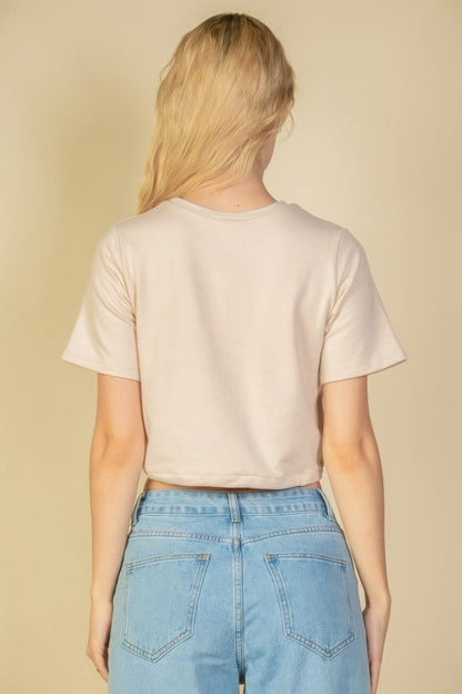 French Terry Toggle Drawstring Crop Top - AMVIM