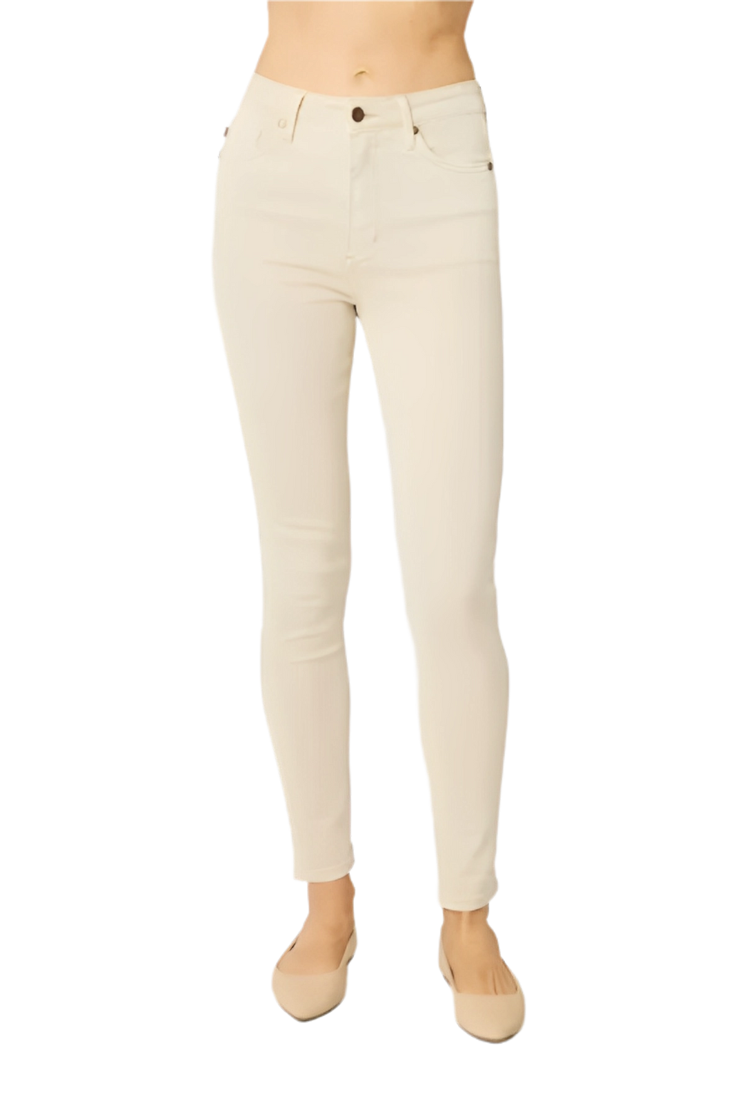 Garment Dyed High Rise Tummy Control Skinny Work Jeans - AMVIM
