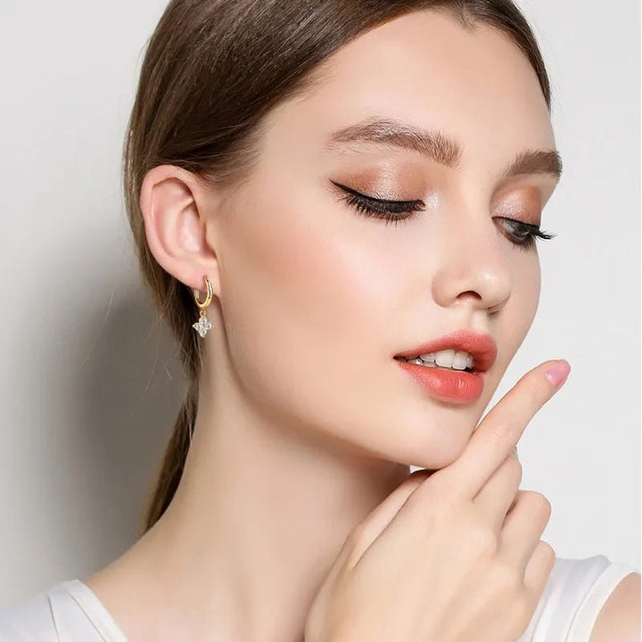 Gold - Plated Moissanite Earrings in Sterling Silver - AMVIM