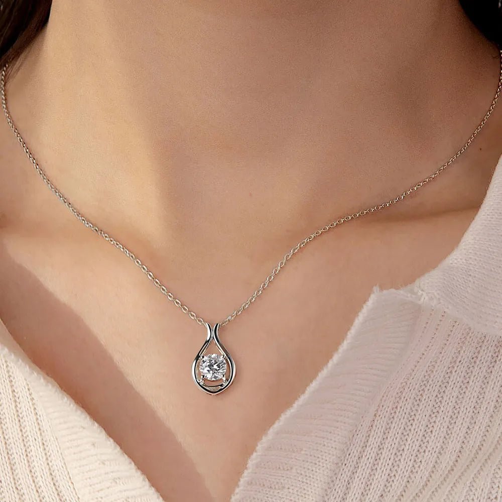 Gold - Plated Moissanite Pendant Necklace, 2 Carat - AMVIM