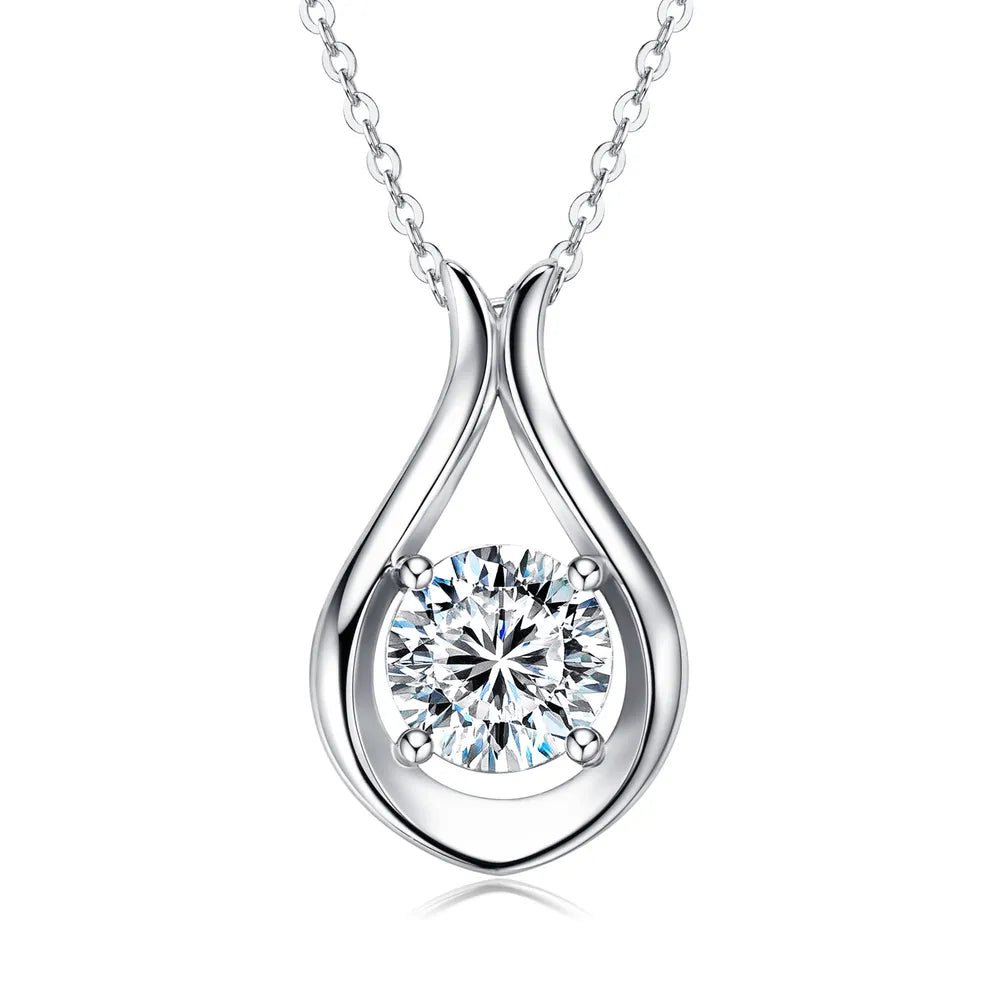 Gold - Plated Moissanite Pendant Necklace, 2 Carat - AMVIM