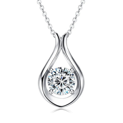 Gold - Plated Moissanite Pendant Necklace, 2 Carat - AMVIM