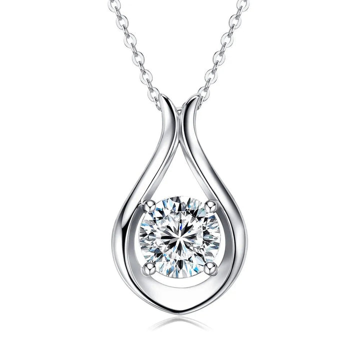 Gold - Plated Moissanite Pendant Necklace, 2 Carat - AMVIM