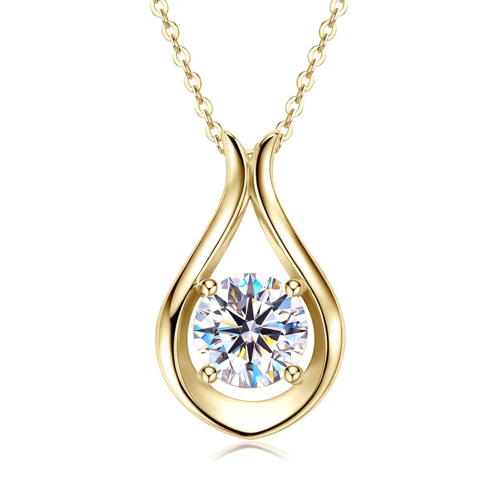 Gold - Plated Moissanite Pendant Necklace, 2 Carat - AMVIM