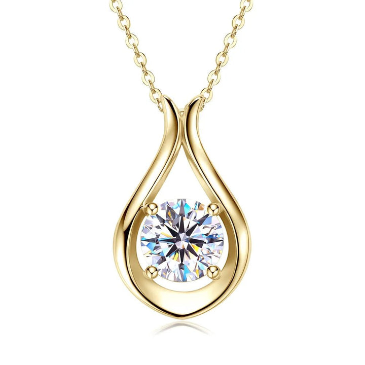 Gold - Plated Moissanite Pendant Necklace, 2 Carat - AMVIM