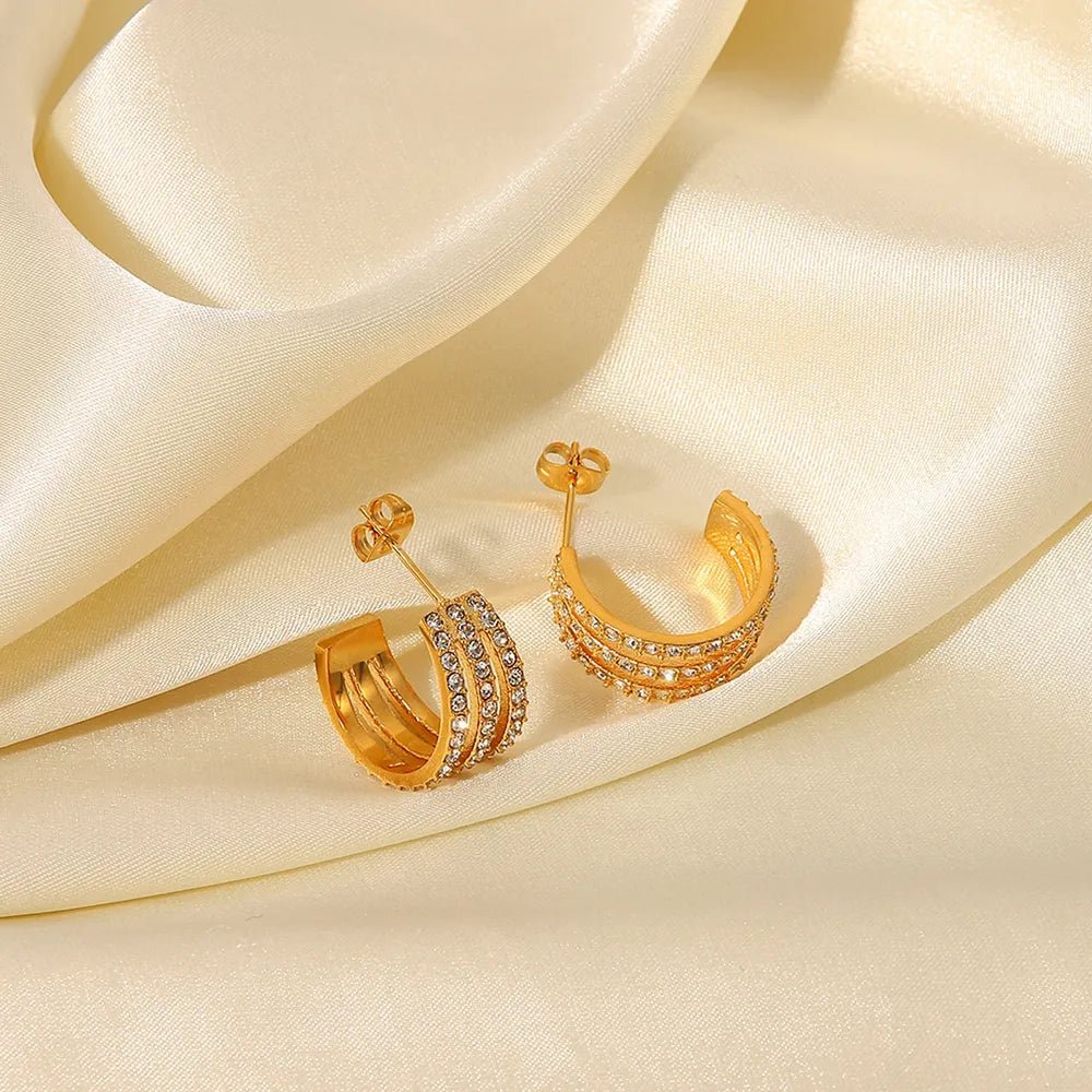 Gold - plated stainless steel spiral drop earrings - AMVIM