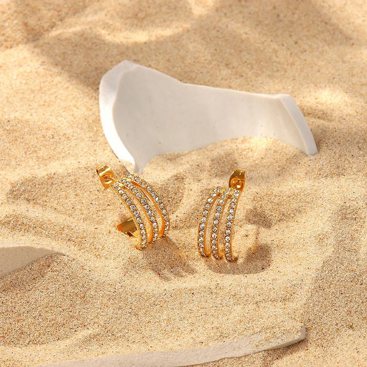 Gold - plated stainless steel spiral drop earrings - AMVIM