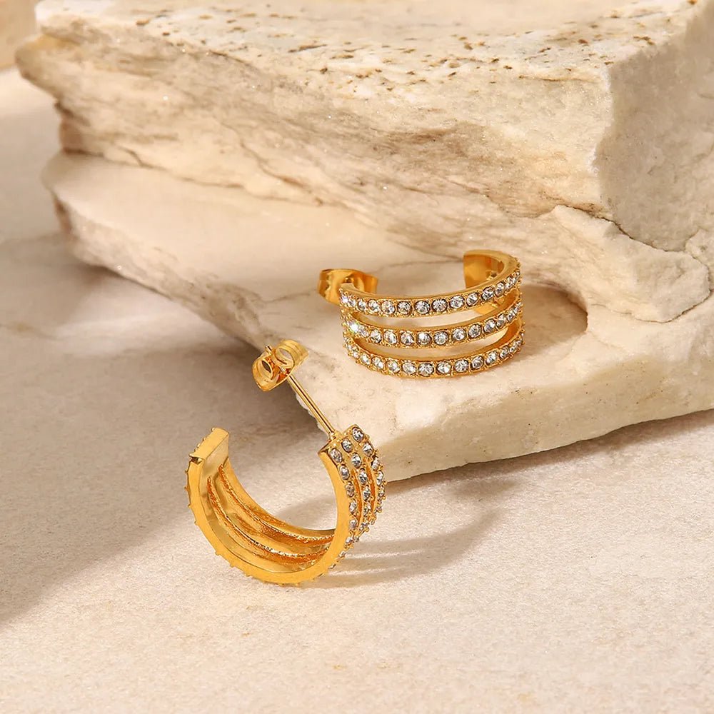 Gold - plated stainless steel spiral drop earrings - AMVIM