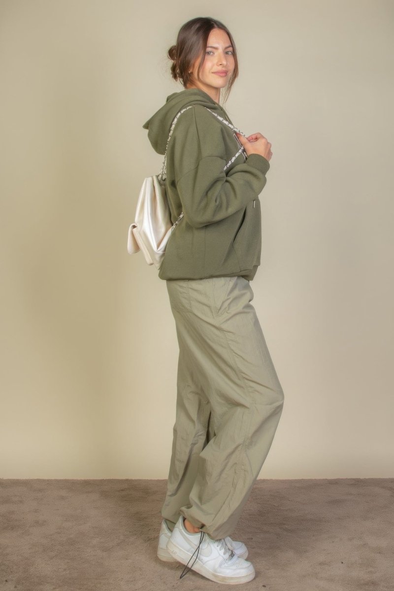 Graphic Kangaroo Pocket Drawstring Hoodie - AMVIM