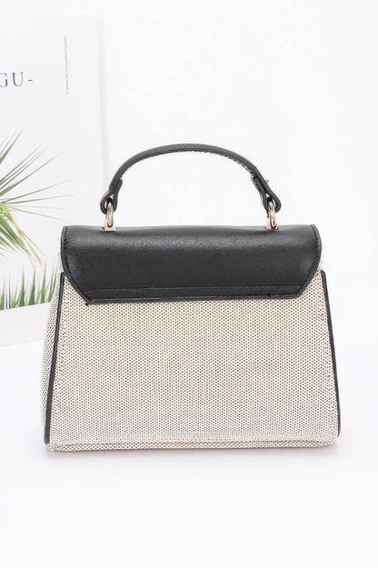 Handbag structured top handle canvas bag with chain strap - AMVIM