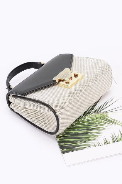 Handbag structured top handle canvas bag with chain strap - AMVIM