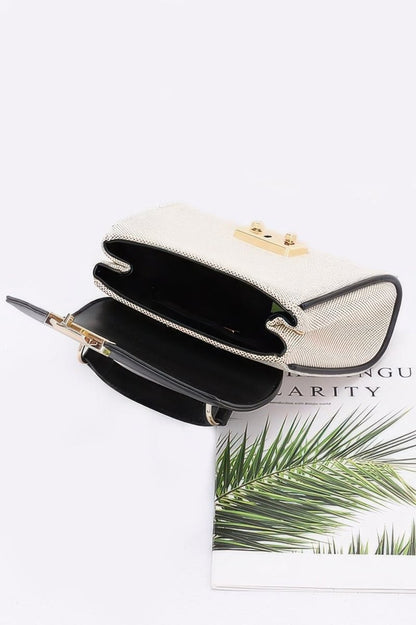Handbag structured top handle canvas bag with chain strap - AMVIM