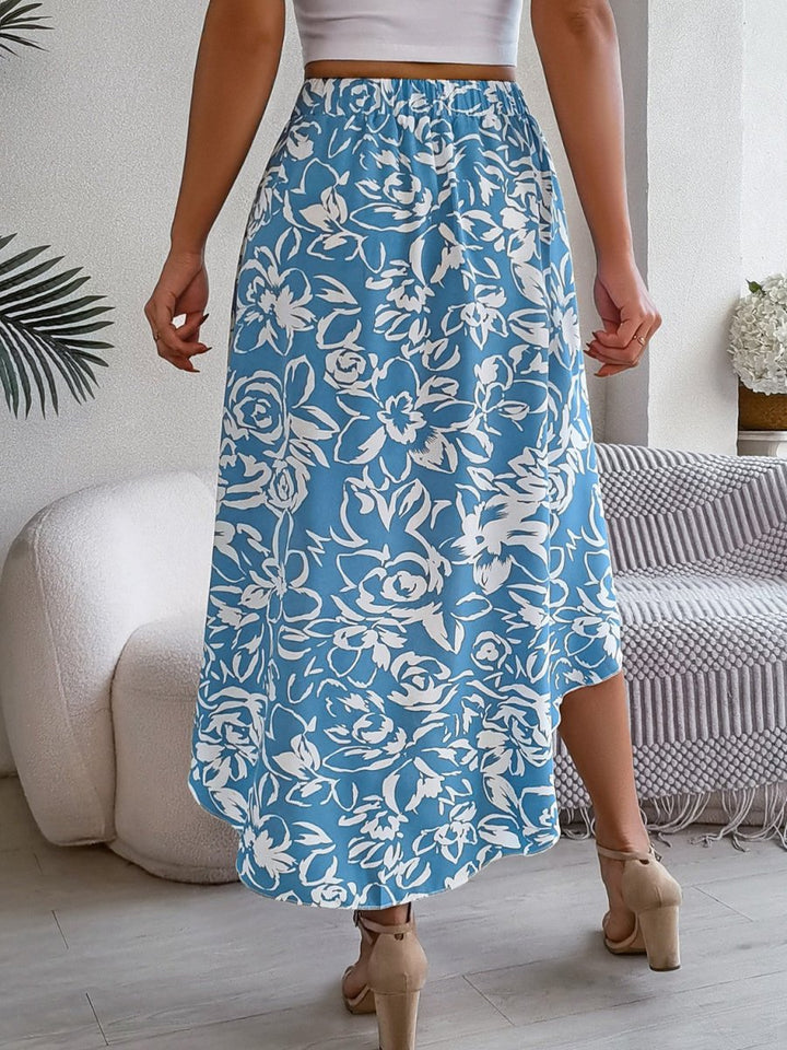 High-Low Printed High Waist Skirt - AMVIM