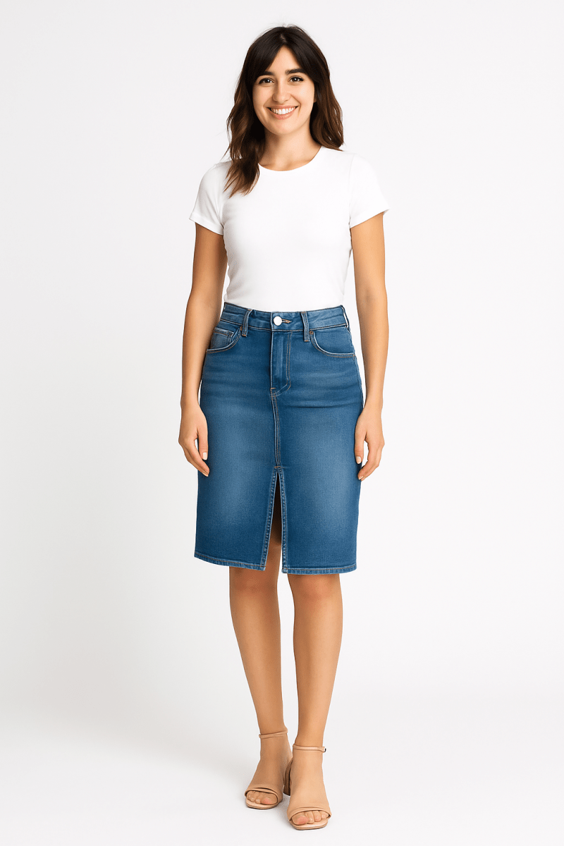 High Rise Front Slit Pencil Skirt – Elegant Modern Fit - AMVIM