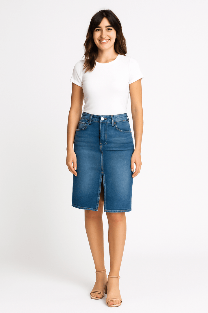 High Rise Front Slit Pencil Skirt – Elegant Modern Fit - AMVIM