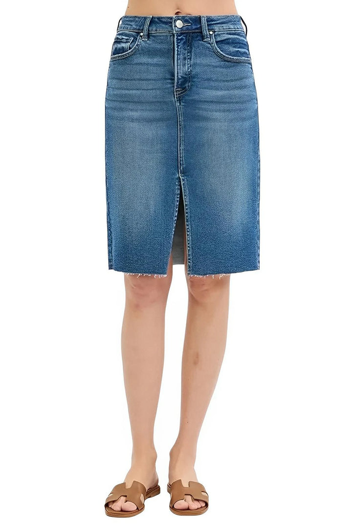 High Rise Front Slit Pencil Skirt – Elegant Modern Fit - AMVIM