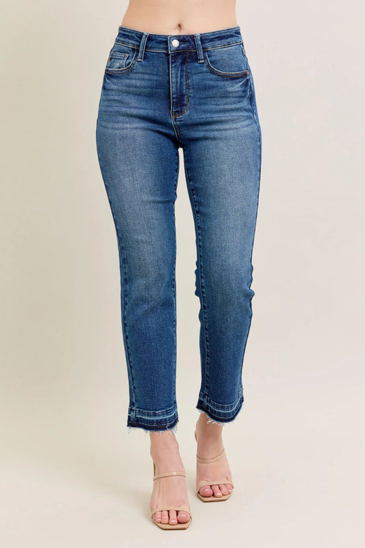 High - Rise Kick Flare Jeans With Raw Hem – Vintage Fit - AMVIM