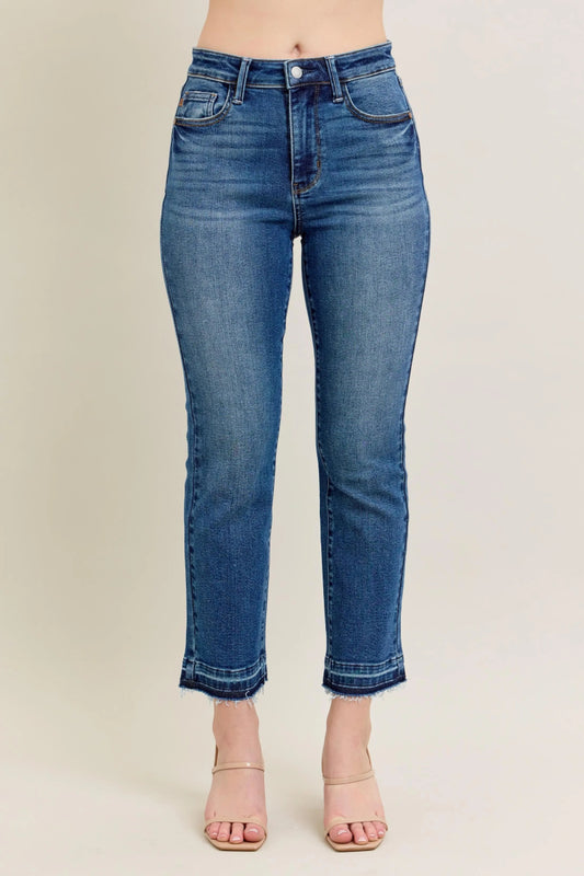 High - Rise Kick Flare Jeans With Raw Hem – Vintage Fit - AMVIM