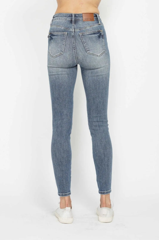 High Rise Tummy Control Skinny Jeans Stretch Fit Denim - AMVIM